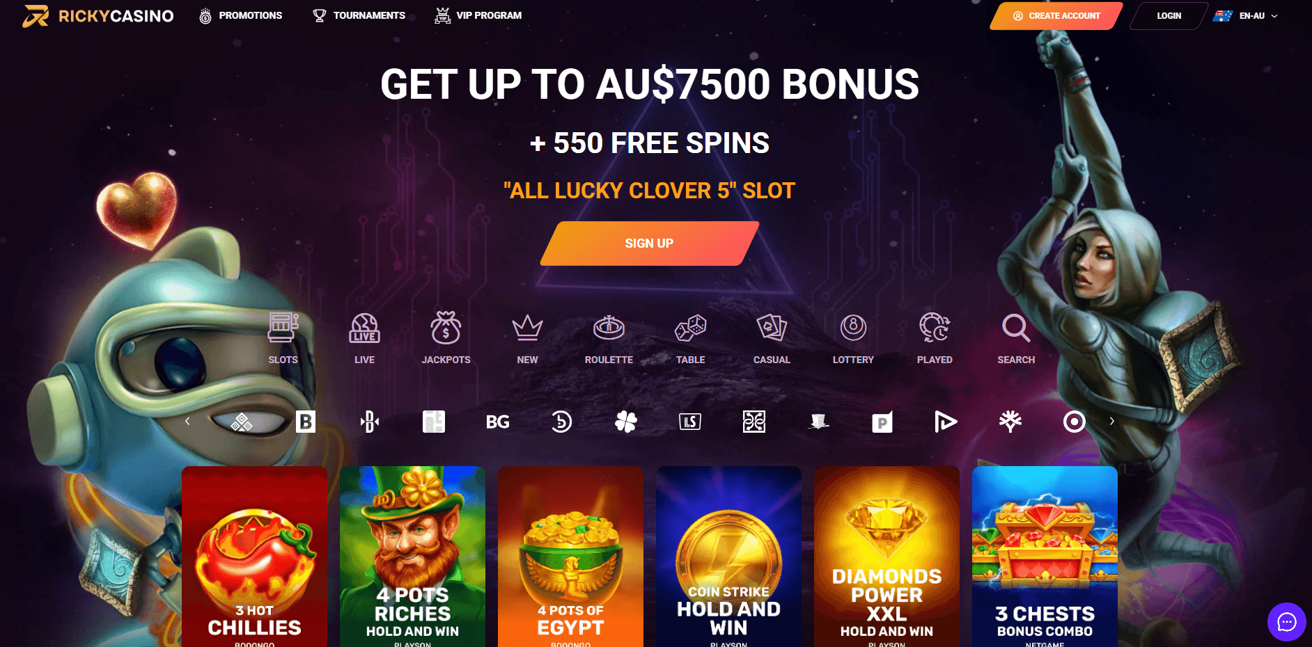 rickycasino online casinos main page